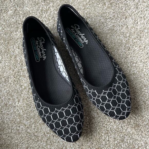 Skechers Ballet Flats Women 8.5 Shoes Slip On Stretch Knit Memory Foam Loafers - Picture 10 of 11